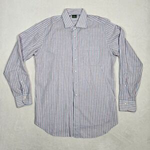 Sid Mashburn Men's Medium Button Up Dress‎ Shirt Blue White Red Red Cotton